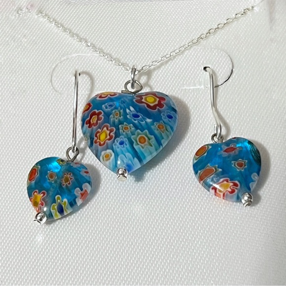 Dainty Sterling Silver Chain with Heart Pendant Matching Earrings Gift - Picture 2 of 4